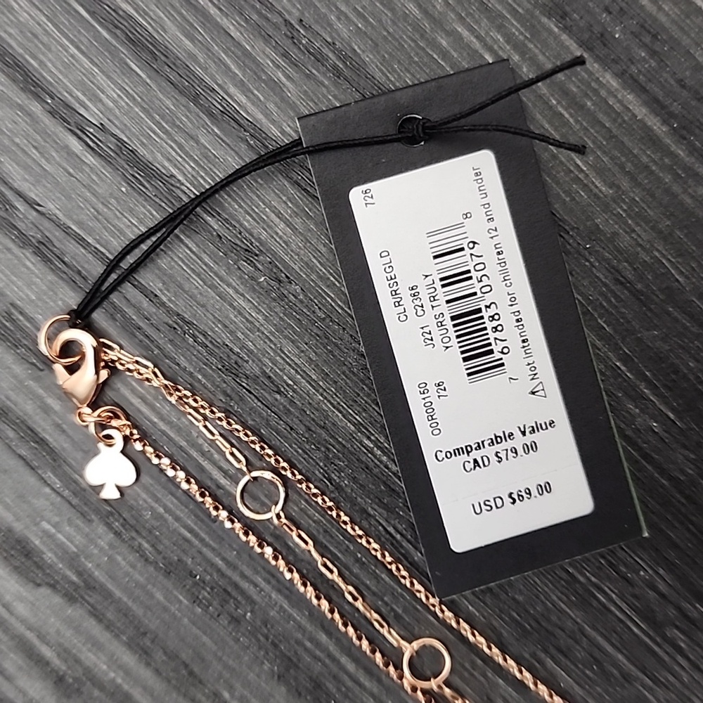 Kate Spade Yours Truly Pave Heart Mini Pendant Necklace Clear Rose Gold - Picture 10 of 16